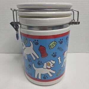 Vintage Paw Prints Stoneware Dog Treat Jar Cookie Jar By Riviera Van Beers